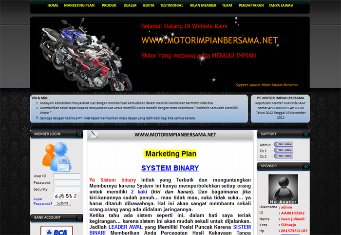 Website Support System Motor Impian Bersama (Binary) 